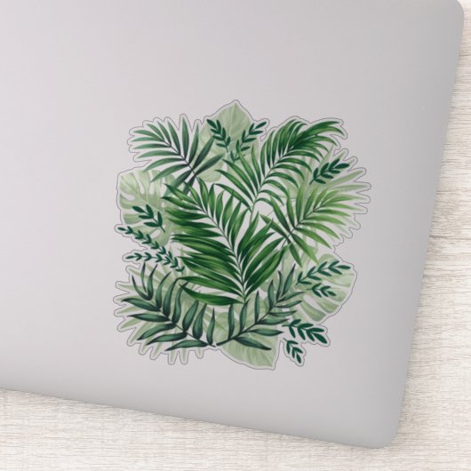 Groene tropische palm en stera-bladeren sticker (Detail)