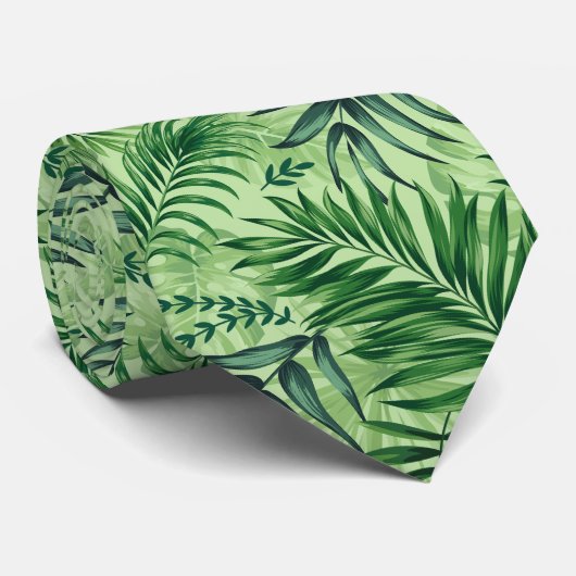 Groene tropische palm en stera-bladeren stropdas (Opgerold)