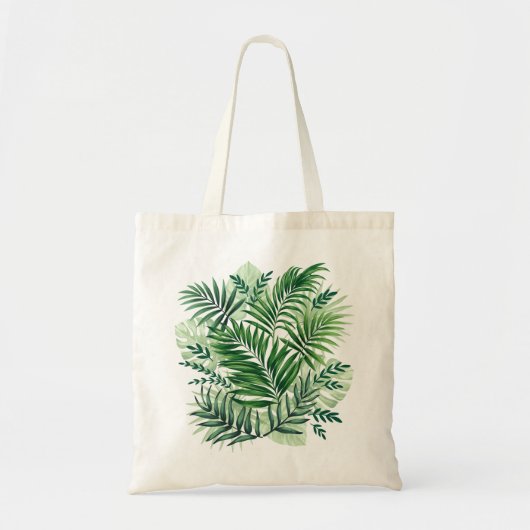 Groene tropische palm en stera-bladeren tote bag (Voorkant)