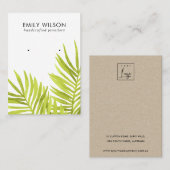 GROENE TROPISCHE PALM FAUNA EARRING STUD DISPLAY B VISITEKAARTJE (Voorkant / Achterkant)