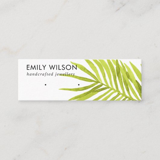 GROENE TROPISCHE PALM FAUNA EARRING STUD DISPLAY MINI VISITEKAARTJE (Voorkant)