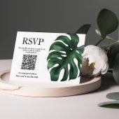 Groene Tropische Palm verlaat QR Code Response Kaa RSVP Kaartje