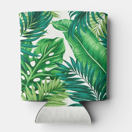 Groene tropische palmbananenmonstera lekt blikjeskoeler (Achterkant)