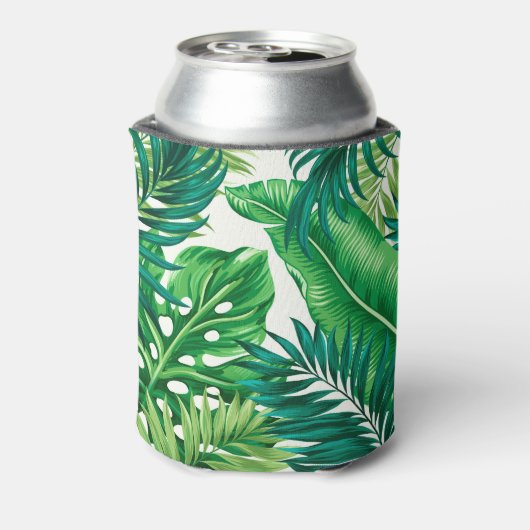 Groene tropische palmbananenmonstera lekt blikjeskoeler (Blikje Achterkant)