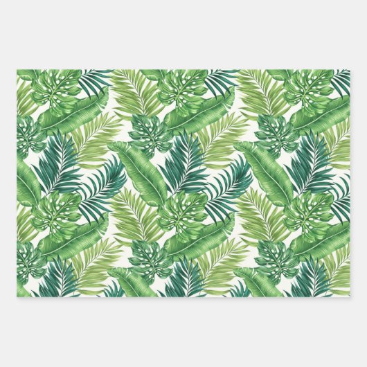 Groene tropische palmbananenmonstera lekt inpakpapier vel (Voorkant)