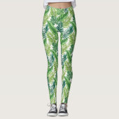 Groene tropische palmbananenmonstera lekt leggings (Voorkant)