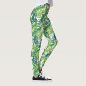 Groene tropische palmbananenmonstera lekt leggings (Rechts)