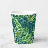 Groene tropische palmbananenmonstera lekt papieren bekers (Voorkant)