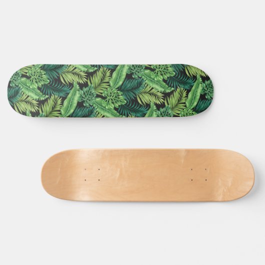 Groene tropische palmbananenmonstera lekt persoonlijk skateboard (Horizontaal)