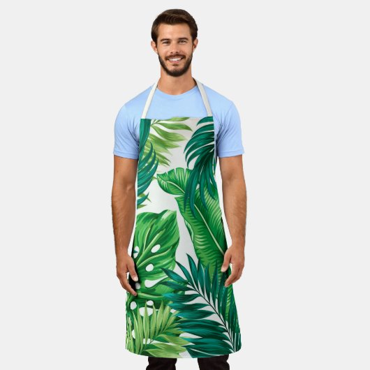 Groene tropische palmbananenmonstera lekt schort (Gedragen)