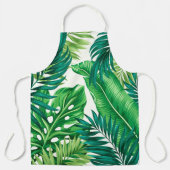 Groene tropische palmbananenmonstera lekt schort (Voorkant)