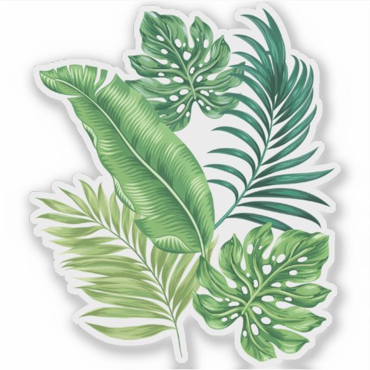 Groene tropische palmbananenmonstera lekt sticker (Voorkant)