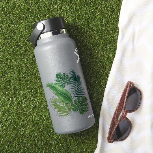 Groene tropische palmbananenmonstera lekt sticker (HydroFlask Insitu)