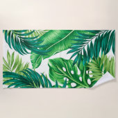 Groene tropische palmbananenmonstera lekt strandlaken (Voorkant)