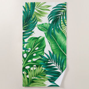 Groene tropische palmbananenmonstera lekt strandlaken