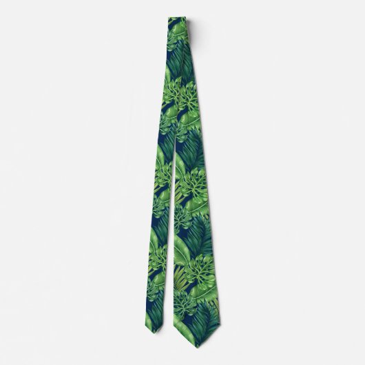 Groene tropische palmbananenmonstera lekt stropdas (Achterkant)