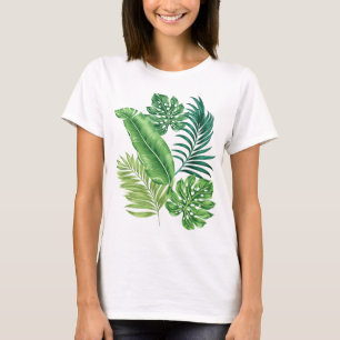 Groene tropische palmbananenmonstera lekt t-shirt