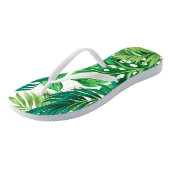 Groene tropische palmbananenmonstera lekt teenslippers (Schuin)
