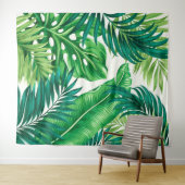 Groene tropische palmbananenmonstera lekt wandkleed (In Situ (horizontaal))