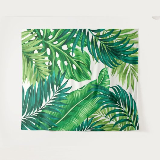 Groene tropische palmbananenmonstera lekt wandkleed (Voorkant (horizontaal))