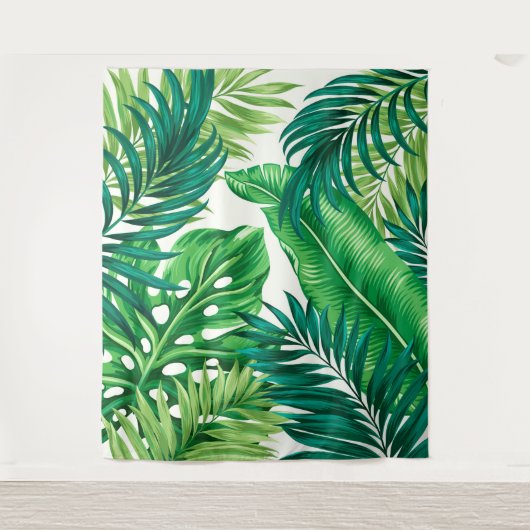 Groene tropische palmbananenmonstera lekt wandkleed (Voorkant)