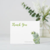 Groene tropische palmbladeren bedankkaart (Staand voorkant)