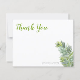 Groene tropische palmbladeren bedankkaart