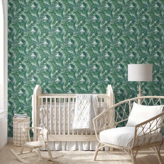 Groene Tropische Palmbladeren Behang (Kinderen)