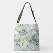 Groene tropische palmbladeren crossbody tas (Achterkant)