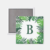 Groene tropische palmbladeren florale monogram let magneet (Voorkant / Achterkant)