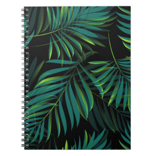 Groene tropische palmbladeren. Naadloze patroongra Notitieboek