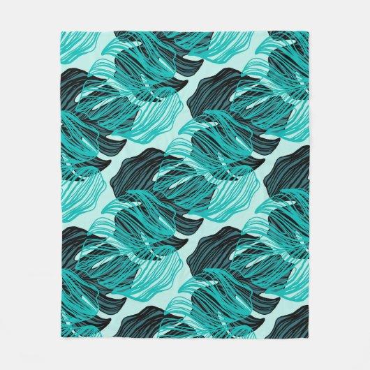 Groene tropische palmbladeren ontwerp. fleece deken (Voorkant)