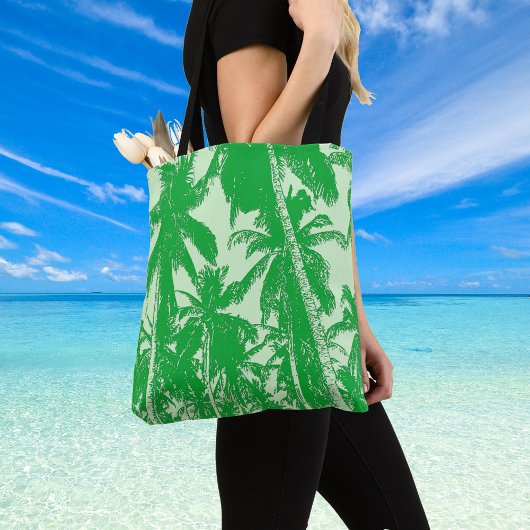 Groene tropische palmbomen tote bag