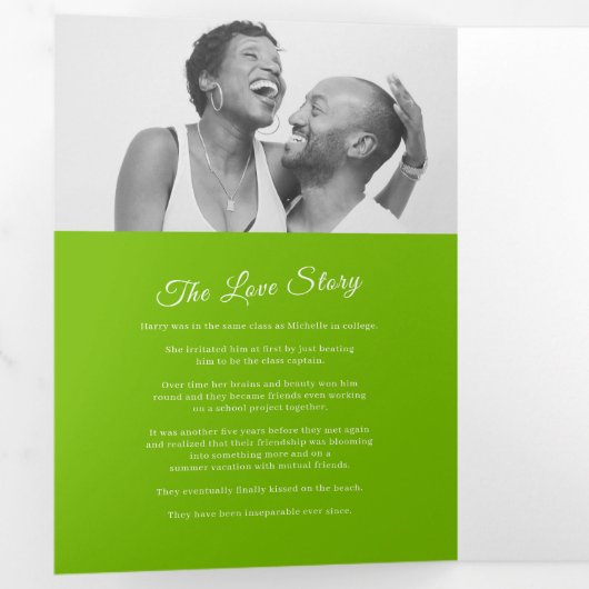 Groene tropische palmschijfjes waterverf kunst bru drieluik programma (Binnenzijde eerst)