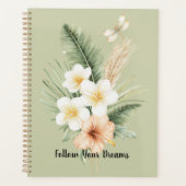 Groene Tropische Perzik Hibiscus Plumeria Libel Planner (Voorkant)