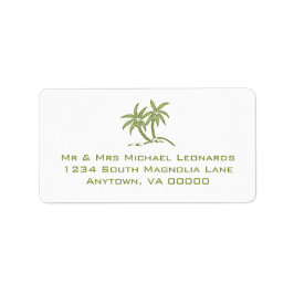 Groene Tropische Twin Palm Trees RSVP Adresetikett Etiket