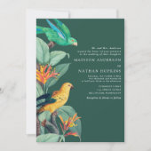 groene tropische vogel huwelijksuitnodiging kaart (Voorkant)