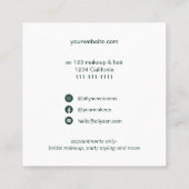 Groene tropische waterverf haar make-up logo vierkante visitekaartje (Achterkant)