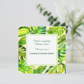 Groene Tropische Waterverf laat Afstuderen Kaart (Staand voorkant)