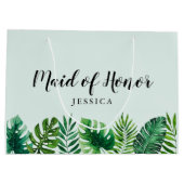 Groene tropische Waterverf laat bruidsmeisje Groot Cadeauzakje (Achterkant)