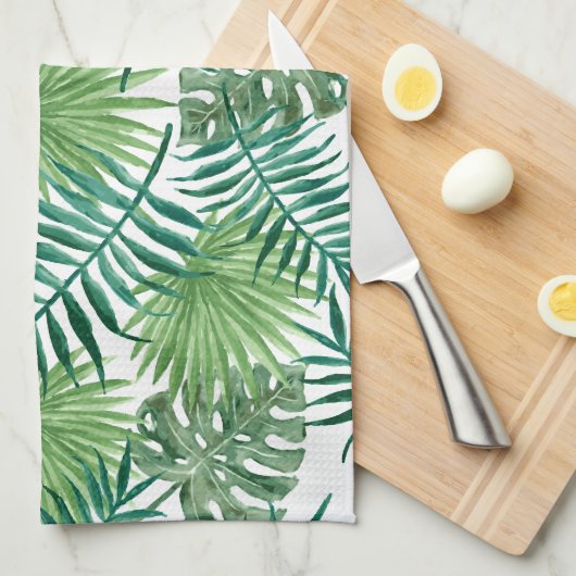Groene Tropische zomer Exotic Botanic Palm Leaves Theedoek (Quarter Fold)