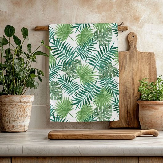 Groene Tropische zomer Exotic Botanic Palm Leaves Theedoek