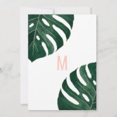 Groene Tropische Zwitserse Kaasblad Roze Huwelijk Kaart (Achterkant)