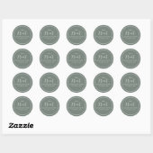 Groene Trouw Simpele Kalligrafie Script Traktatie Ronde Sticker (Vel)