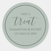 Groene Trouw Simpele Kalligrafie Script Traktatie Ronde Sticker (Voorkant)