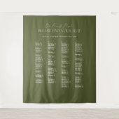 Groene Trouw Stoelenkaart Alfabetische Stof Wandkleed (Voorkant)