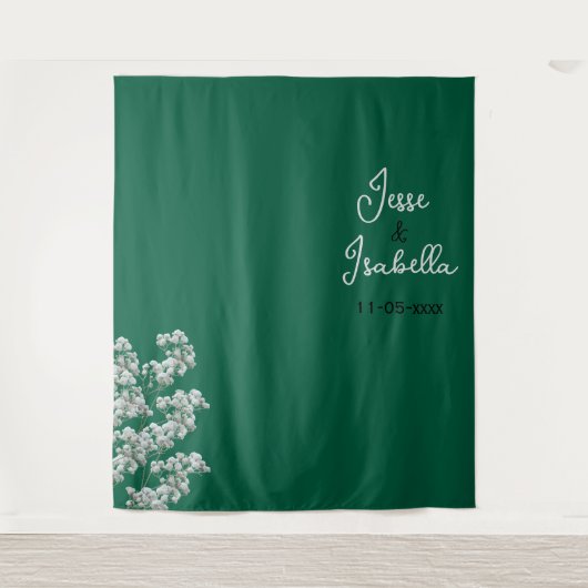 Groene Trouwachtergrond Wandkleed (Voorkant)