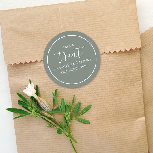 Groene Trouwdag Eenvoudige Calligrafie Script Trak Ronde Sticker