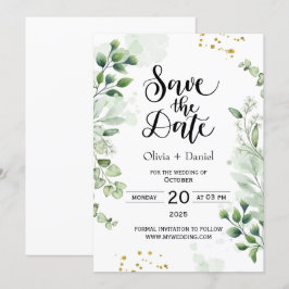 Groene Trouwdatum Uitnodiging voor Elopement