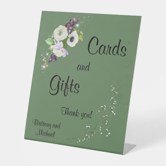 Groene trouwkaarten en cadeaus voetstuk teken reclamebord met voetstuk (Voorkant)